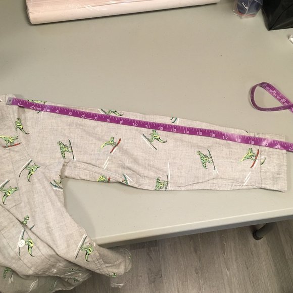 Boy’s Cat & Jack Gray Skiing Dinosaur Long Sleeve Button Down Shirt L (Husky) - Picture 4 of 7